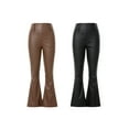 thumbnail image 6 of KOMOO Women Faux Leather Pants High Waist Straight Wide Leg PU Legging Flared Zipper Trousers, 6 of 7
