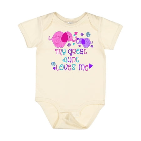 

Inktastic My Great Aunt Loves Me- Cute Elephants Gift Baby Boy or Baby Girl Bodysuit