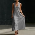 thumbnail image 6 of Plus Size Summer Casual Sundress Women's Summer Casual Dress Gradual Sleeveless Neck V-Neck Long Dress Gray L, 6 of 8