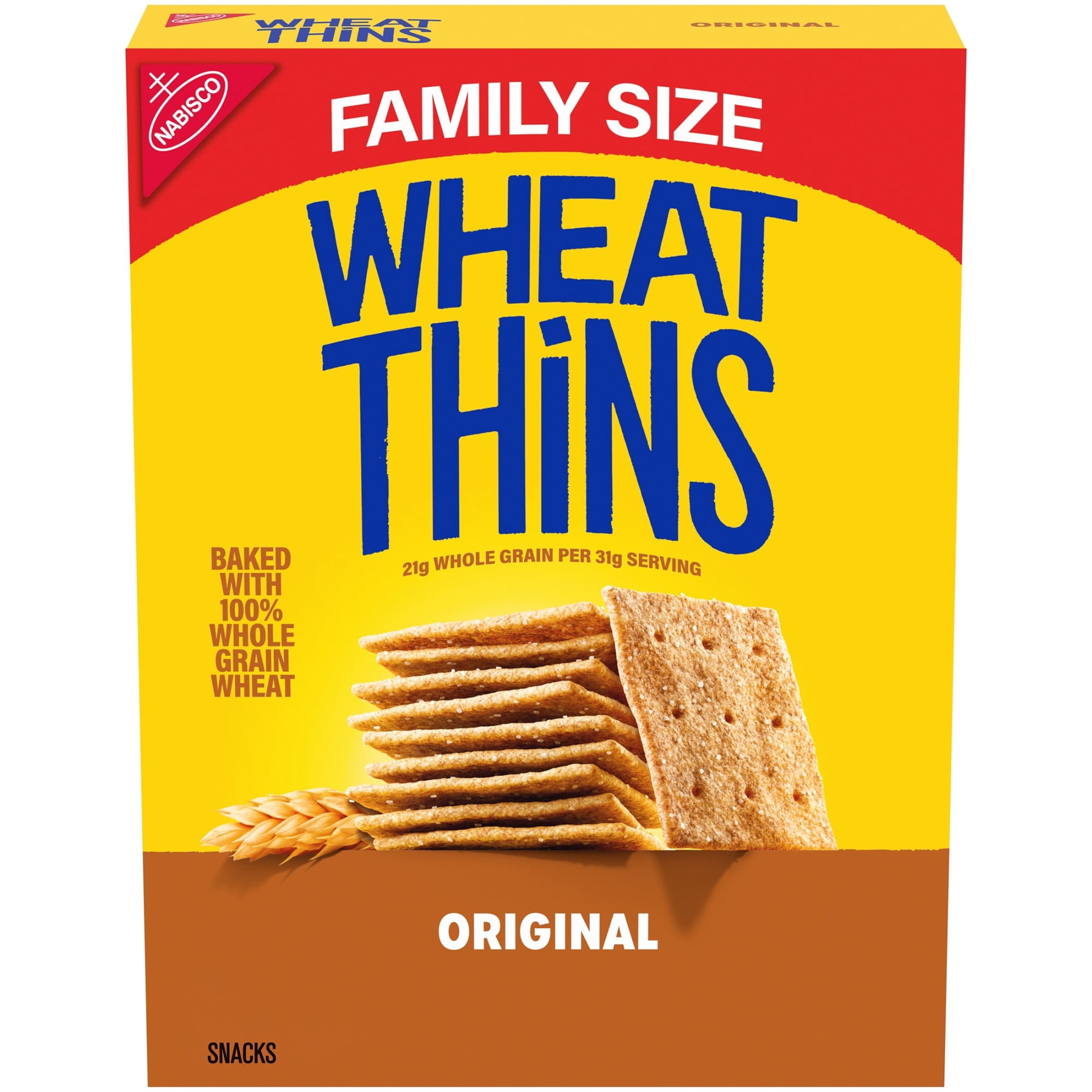 WHEAT THINS Original Snacks, Whole Grain Wheat Crackers, Snack Crackers, Family Size, 14 oz