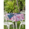 thumbnail image 2 of Outdoor Tablecloth with Umbrella Hole and Zipper, Spring Floral Round Table Cloth 60 Inch Waterproof Tablecloth, Summer Botanical Purple Pink Flower Picnic Table Cover for Patio Camping, 2 of 7