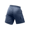 thumbnail image 4 of Homeyce Cargo Shorts for Men Elastic Waistband Drawstring Short Pants Outdoor Casual Camo Hiking Work Casual Big and Tall Camo Cargo Pants Multi Pockets Twill Quick Dry Pants,Blue L, 4 of 4