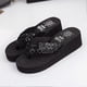thumbnail image 2 of Women's Glitter Platform Sandals Shiny Thong Sandals Non-slip Wedge Heel Flops Size 36 (Black), 2 of 3