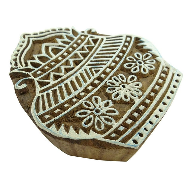 Motif de Kalash en Bois, Bloc Estampé, Design Textile, Tissu, Impression, Vêtement, Art