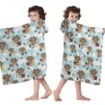 thumbnail image 4 of Blue Highland Cow Flower Butterfly Pattern Hooded Bath Towel，50"x30" for Ages 3 To 12 Kids, Quick Dry Lightweight Soft Microfiber Hood Beach Towel Cover Up for Kids, 4 of 7