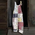 thumbnail image 2 of JULMCOMO Cotton Linen Jumpsuits for Women Floral Print Scoop Neck Loose Fit Overalls Tie Strap Sleeveless Casual Summer Overalls Sky Blue S, 2 of 7