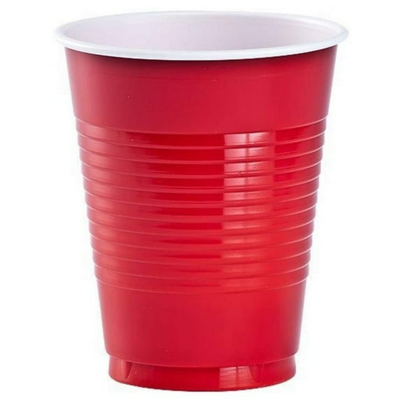 Disposable 18oz Apple Red Plastic Cups: 4CT