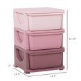thumbnail image 7 of 3 Tier Kids Storage Cases with 3 Drawers, Storage Cabinet with Round Edge for Boys, Girls, Toddlers, Pink, 7 of 7