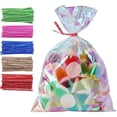 thumbnail image 2 of HomeLife 100 Pcs Candy Bags Iridescent Clear Cellophane Party Bags with Twist Ties for Cookies Candy Treats Halloween Christmas Gift Bags, 2 of 13