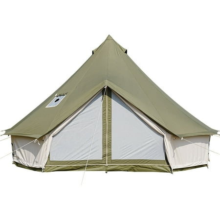 Trend Tents Inc 13 ft -All Weather - Canvas Bell Tent - Army Green - Waterproof Mold-Resistant with Stove Jack