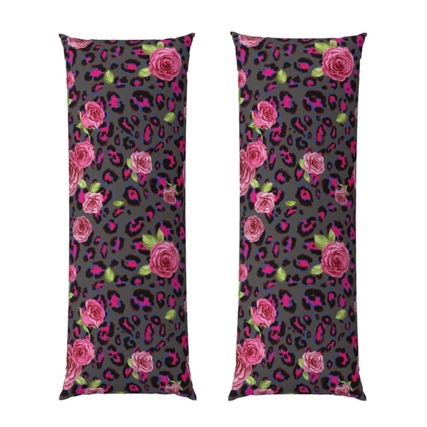 Fotbe Rose Mix Leopard 2 Funda para Almohada Corporal con Diseño, Funda de Microfibra Ultrasuave de 20x54 Pulgadas, Ropa de Cama Elegante