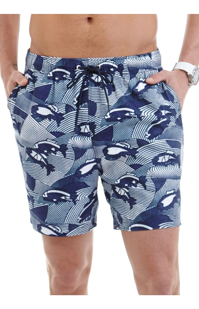 Nautica Nautica Mens Fish Print Swim Bottom Trunks