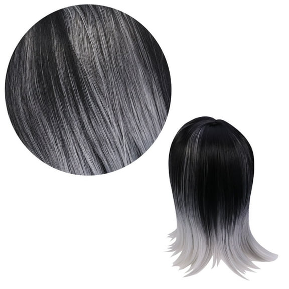 COSMOBETTY 1Set Hair Toppers for Women Straight Synthetic Wigs Black Light Gray 35 * 14in