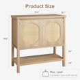 thumbnail image 2 of 35.5 Inch Rattan Entryway Console Table,Slim Sofa Side Table with Storage Cabinet & Open Shelf, Modern Farmhouse Accent Furniture, Natural, 2 of 7
