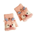 thumbnail image 2 of Children Winter Warm Casual Christmas Knit Cute Pattern Mittens Plus Velvet Flip Fingerless Multifunction Glove, 2 of 4