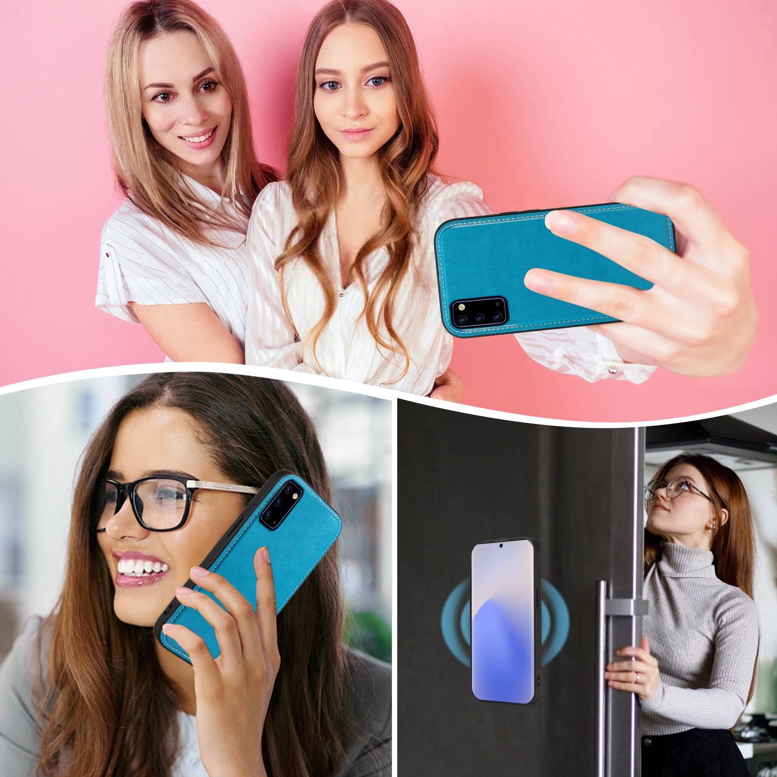 Asuwish Phone Case for Samsung Galaxy Note 20 5G Zipper Wallet Detachable Cell Cover with Tempered Glass Screen Protector Strap Flower Flip Card Holder Slot Note20 Notes 20s Twenty Not S20 Women Blue