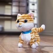 Kid Connection Miniature Electronic Walking Pet Orange Striped Cat, 6in Height, Toddler Plush Toys