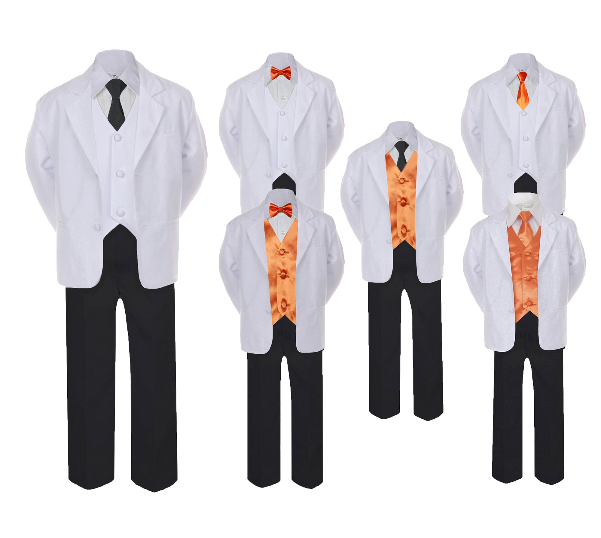 Unotux New Born Baby Toddler Kids Boy Teen Formal White Shawl Lapel Suit Set Satin Necktie Sm-20