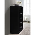 thumbnail image 3 of Hodedah Commode Contemporaine en Bois à Cinq Tiroirs, Fini Noir, 3 of 6