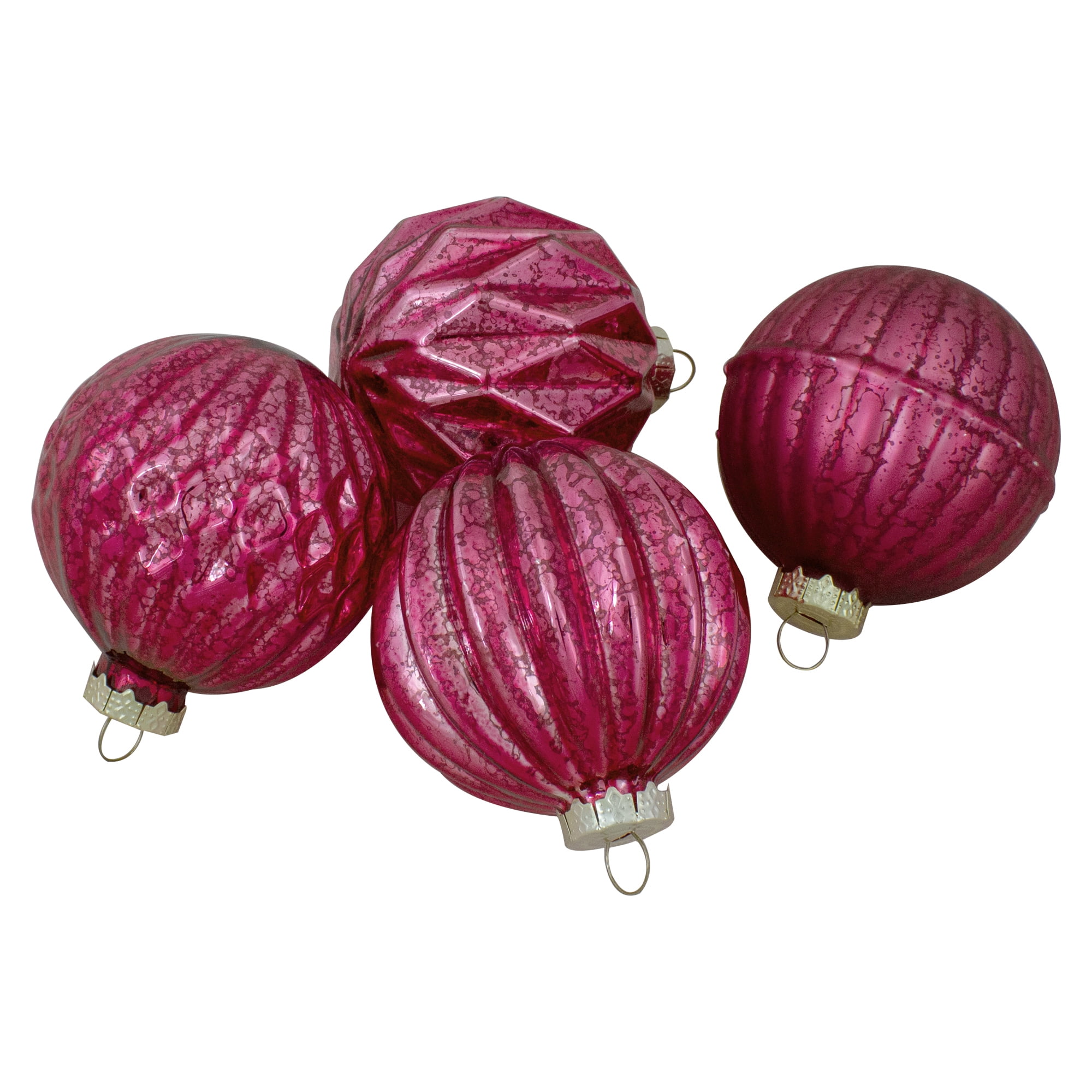 Northlight 12ct Pink Mercury Glass Style Glass Christmas Ornament Set 3"