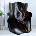 thumbnail image 4 of Zombie Soft Flannel Fleece Throw Blanket, Scary Dead Woman with a Bloody Tool Evil Fantasy Gothic Mystery Halloween Picture, Cozy Plush for Indoor and Outdoor Use, 50" x 70", Multicolor, by Ambesonne, 4 of 5