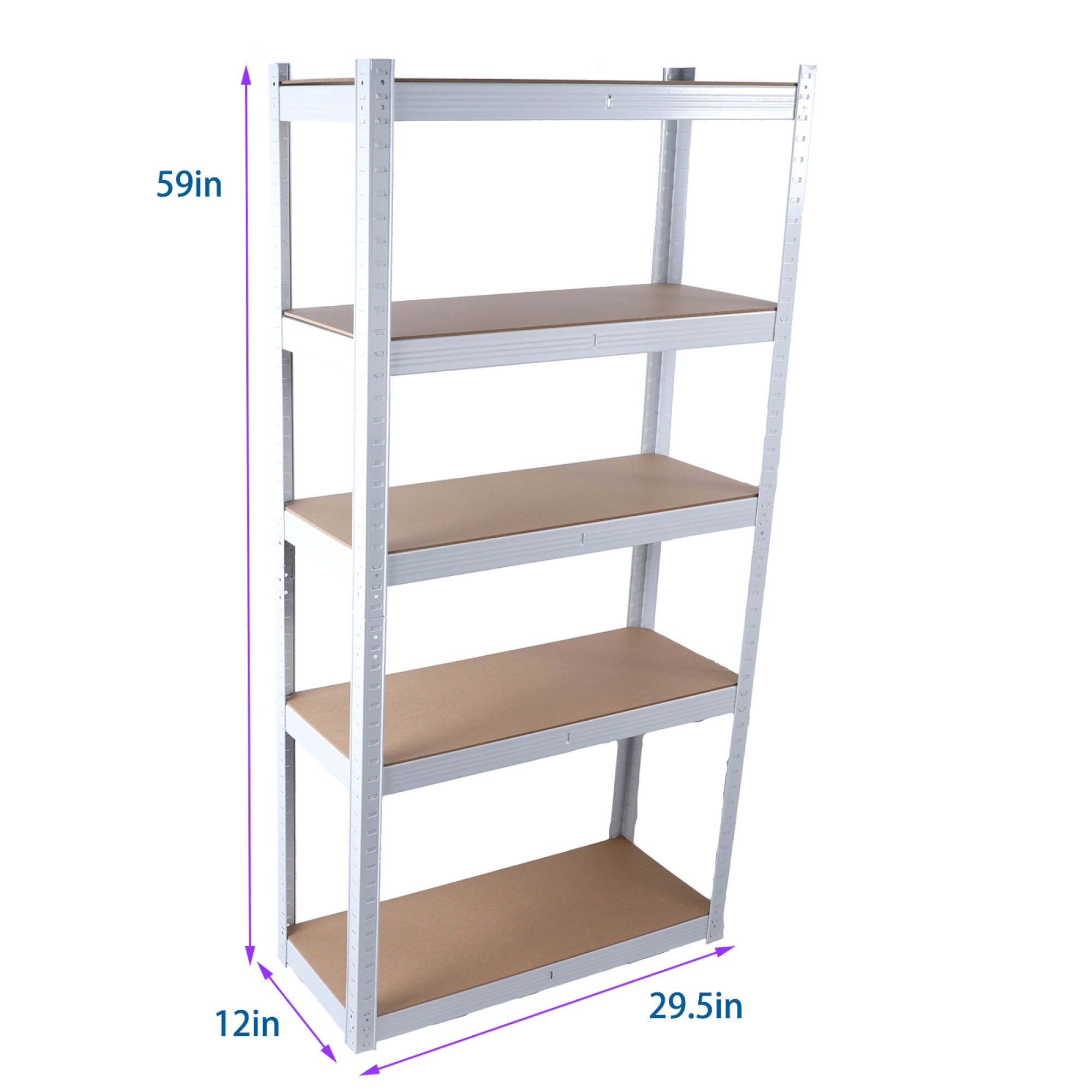 Jopath 5 Tier Storage Shelving Unit Adjustable Garage Storage Utility Rack Heavy Duty Shelves Organization Multipurpose Shelf for Warehouse Basement Pantry White 29" W x 12" D x 59" H