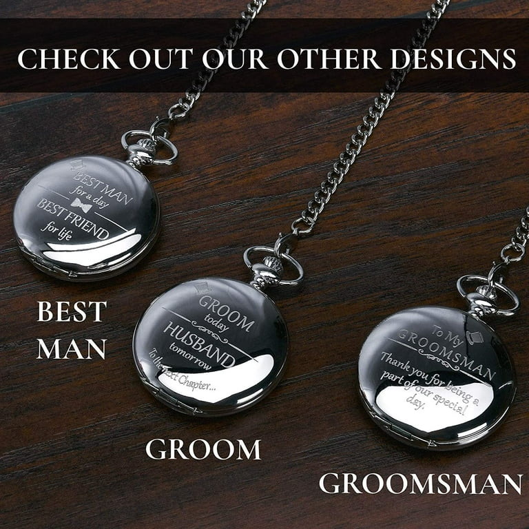 FJ FREDERICK JAMES Groomsmen Gifts for Wedding or Proposal Engraved to My Groomsman Pocket Watch Luxury Wedding Gift