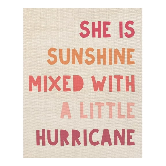 Pink Girls Room Decor Poster, She Is Sunshine Mixed with a Little Hurricane Wall Art, Girls Room Decor, Inspirational Quote poster