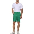 thumbnail image 2 of INSPIRE CHIC Men's Shorts Slim Fit Plaid Button Lightweight Twill Shorts 30 Green, 2 of 7