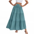 thumbnail image 3 of Vetsdori Women Summer Solid Color Casual Long Skirt With High Waist And Flowing Long Skirt And Half Skirt, 3 of 6