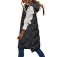 thumbnail image 2 of Jacenvly Winter Women's Long Down Vest Zipper Puffer Ladies Warm Pocket Hooded Coat Maxi Jacket Activewear Sleeveless Down Parkas, 2 of 7