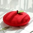 thumbnail image 2 of Jiibva Handmade Kawaii Beret Cartoon Beret Hat Green Leaves Fruit Berets French Style Beret Hats Cute Fruit Painter Hat Lolita Mori Cap for Women, 2 of 7