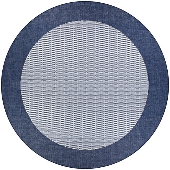 Couristan 8.5' Checkered Round Area Throw Rug - Blue and White