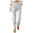 thumbnail image 3 of Relanfenk Winter Fall Plus Size Womens Pants White Linen Tightness Trousers Pocket Casual High Waist Casual Pant, 3 of 8