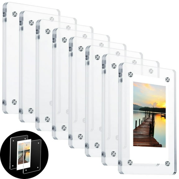 8PCS Mini Refrigerator Magnet Frames, Acrylic Magnetic Photo Frames for Fujifilm Instax Sprocket Film 2x3" Photos, Double Sided Fridge Picture Frames Compatible with Mini 11, 9, 90, Mini Link LiPlay