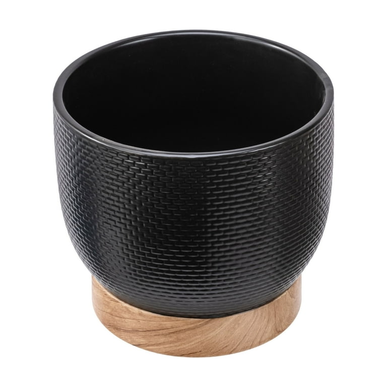 Better Homes & Gardens 8 Inch Woven Black Ceramic Planter with