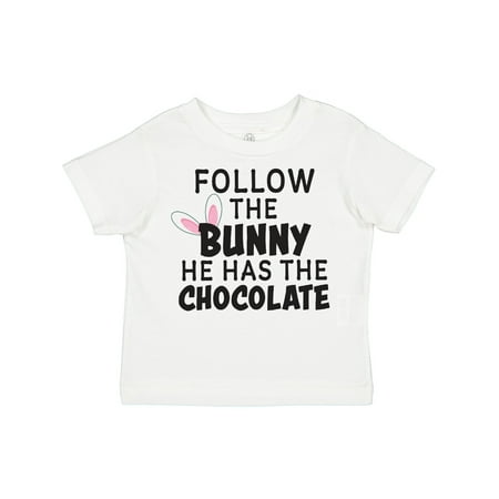 

Inktastic Follow the Bunny He Has the Chocolate with Bunny Ears Gift Toddler Boy or Toddler Girl T-Shirt