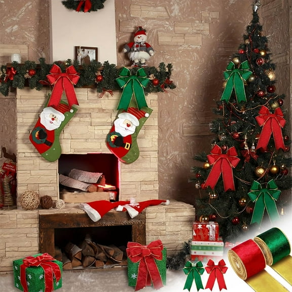 Red Wide Velvet Ribbon Wired for Christmas Tree, Garland, Wreath, 2.5 Inch 5 Yards