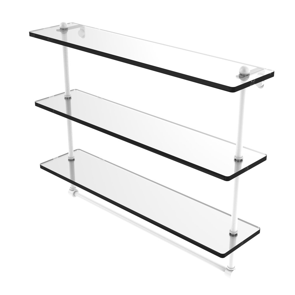22 Inch Triple Tiered Glass Shelf with Integrated Towel Bar Walmart