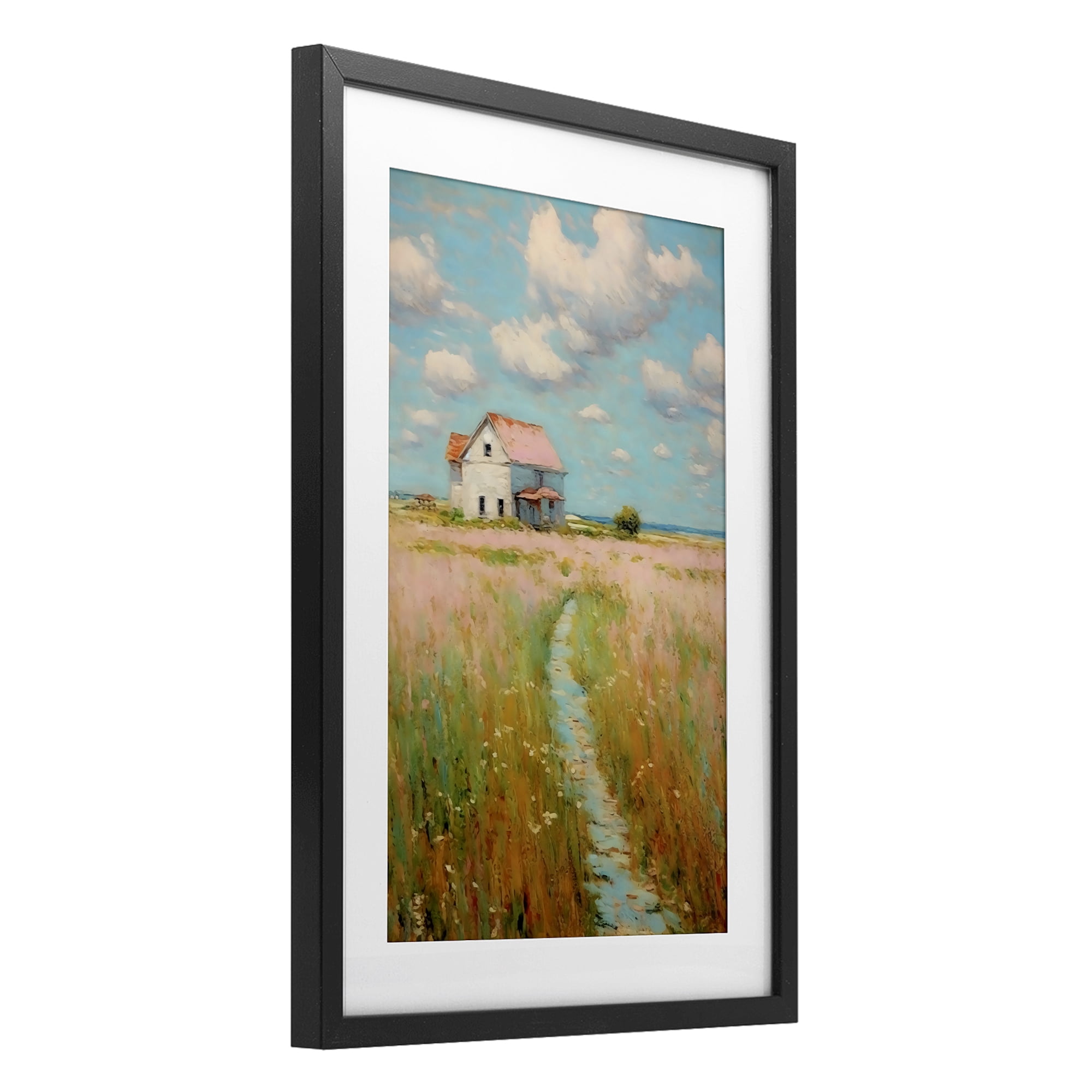 Stupell Industries House in Field of Flowers Black Framed Print Under Glass, design by Creative Studio