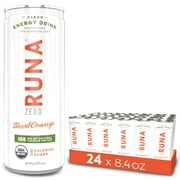 RUNA ZERO Organic Clean Energy Drink from the Guayusa Leaf, Blood Orange, Calorie Free & Sugar Free, 8.4 fl oz, 24 count