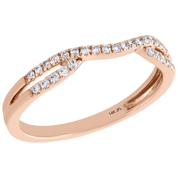 14K Rose Gold Round Diamond Contour Enhancer Ring Ladies Wedding Band 0.17 Ct.