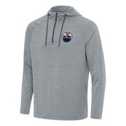 Men's Antigua Heather Gray Edmonton Oilers Spikes Quarter-Zip Hoodie