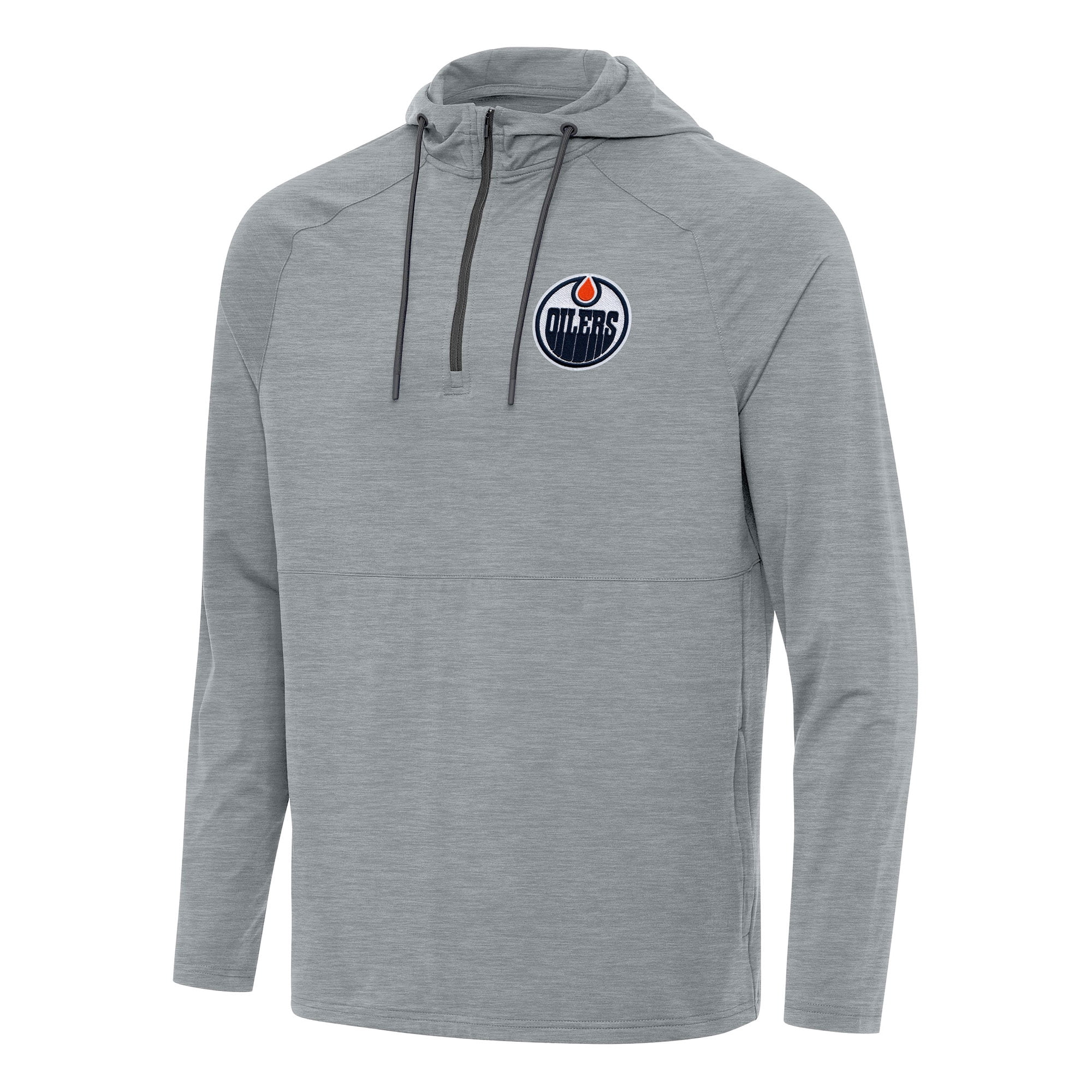 Men's Antigua Heather Gray Edmonton Oilers Spikes Quarter-Zip Hoodie