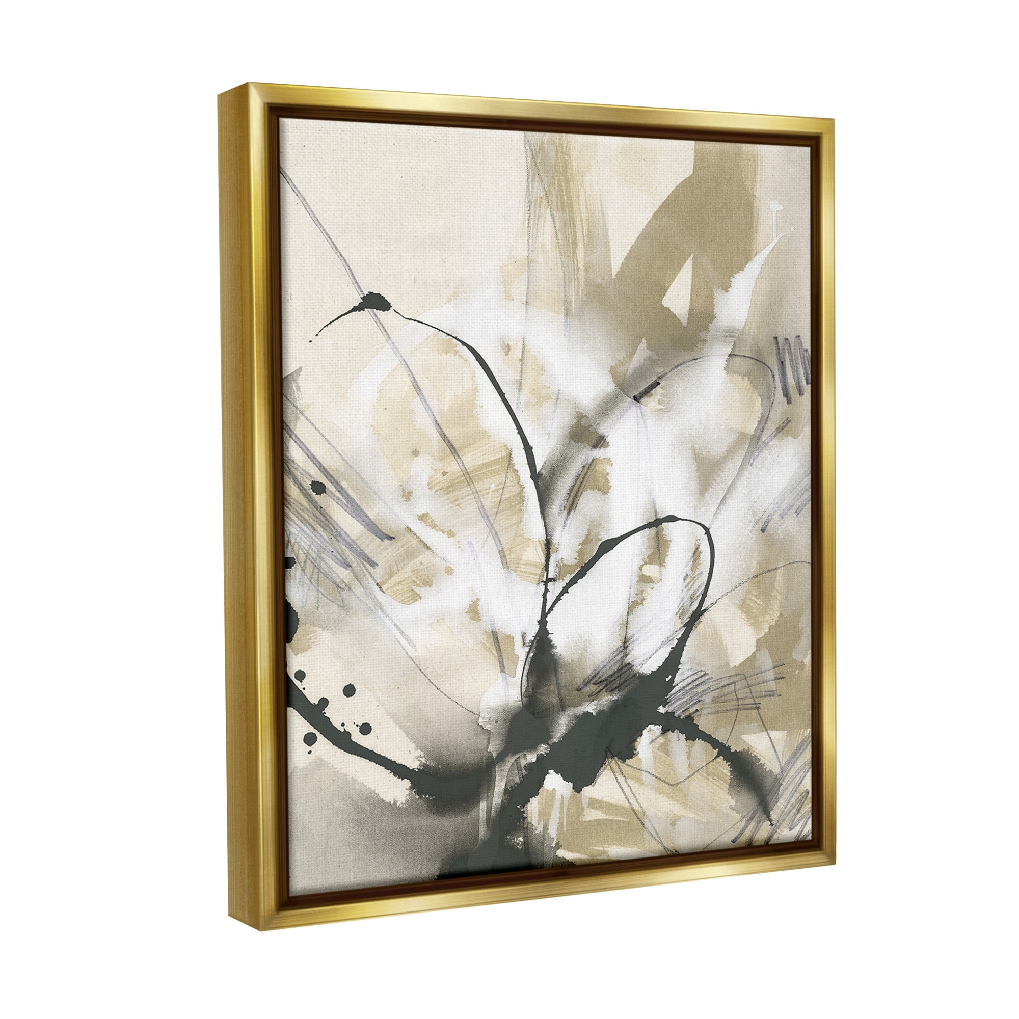 Stupell Industries Circular Complex Abstract Abstract Painting Gold Floater Framed Canvas Art Print Wall Art, 25 x 31