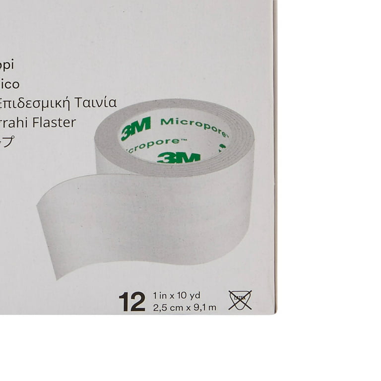  3M™ Micropore™ S Surgical Tape, 2770-1, 1 inch x 5.5 yard (2.5  cm x 5 m), 12 Roll/Carton, 10 Carton/Case : Health & Household