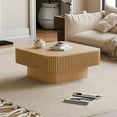 thumbnail image 4 of LKTART Square Coffee Table for Living Room,Fluted Drum Accent Tea Center Table with Storage,Solid Wood Modern Coffee Tables for Small Space Of Apartment (31.5" L×31.5''W×14''H-Natural), 4 of 9