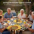 thumbnail image 3 of Round Outdoor Tablecloth with Umbrella Hole and Zipper, Sunflowers Tablecloth with Elastic Waterproof, Yellow Flowers Butterfly Farmhouse Black Plaid Patio Table Covers for 45" - 54" Pool Tables, 3 of 9