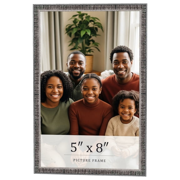 5x8 Frame Silver Grey Distressed Solid Wood Picture Frame | 0.75 Inch Moulding Width | Interior