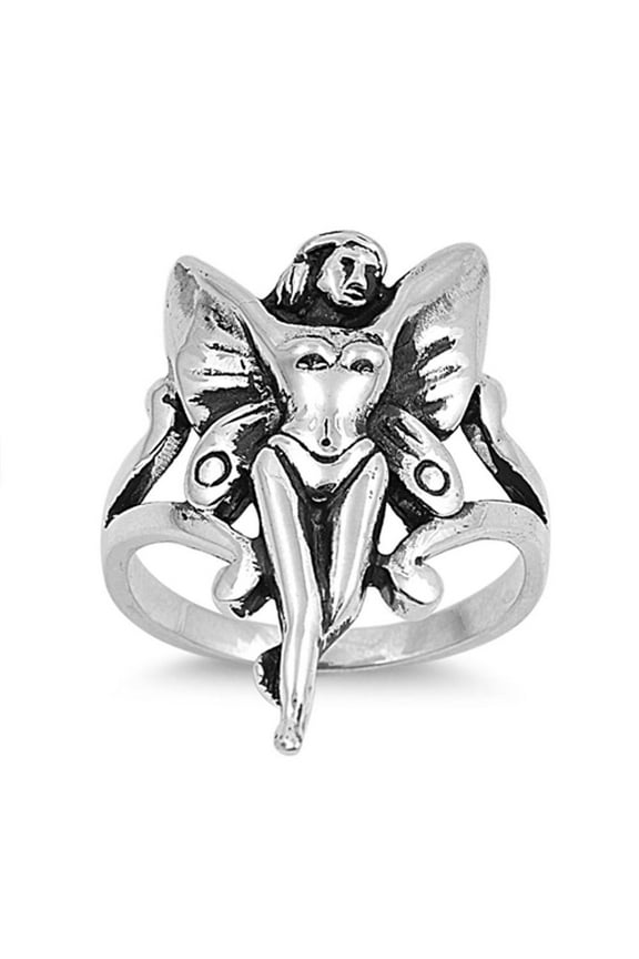 Oxidized Angel Fairy Filigree Mystical Ring .925 Sterling Silver Band Jewelry Female Male Size 8